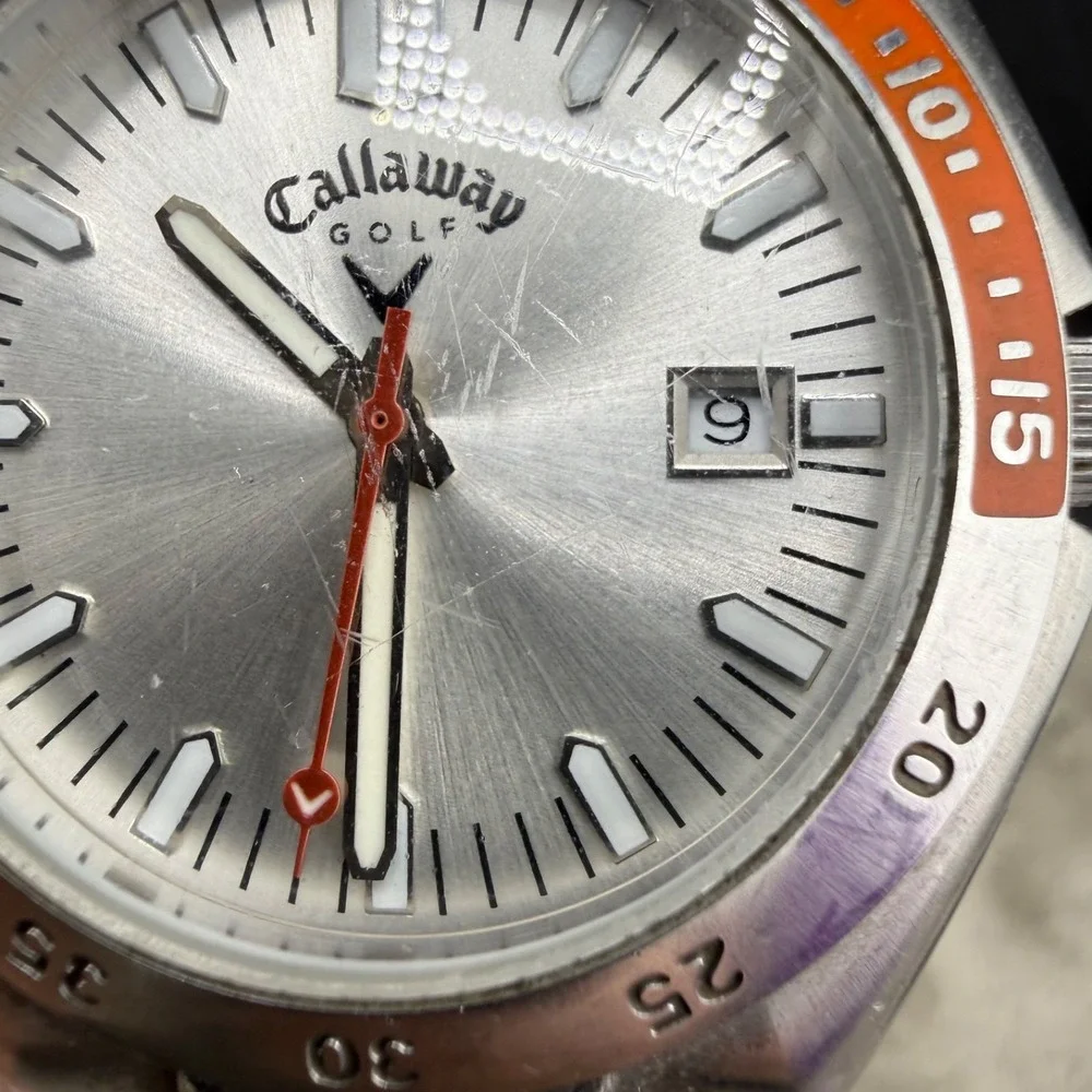 Vintage Callaway Golf Watch Silver Tone UNTESTED 8